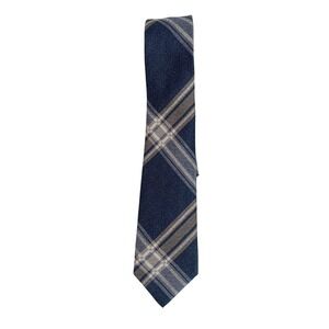 Banana Republic Plaid‎ Necktie Silk Tie Blue Finance Bros Dark Academia Preppy